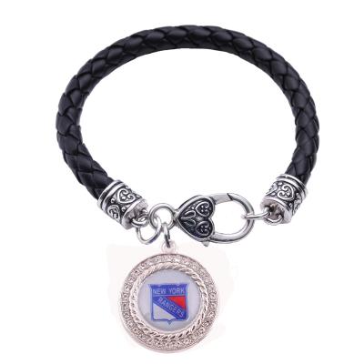 China NHL New York Rangers NHL Championship Silver Plated Leather Bracelet for sale