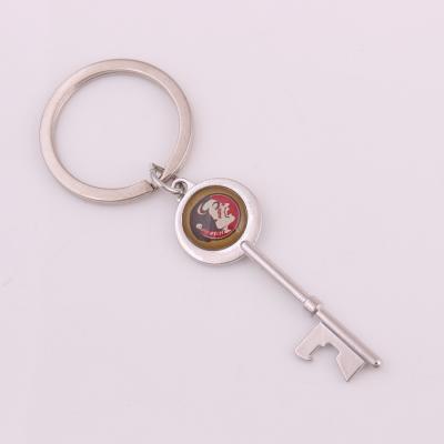 China Metal Silver Plated NCAA Florida State Seminoles Key Shape Souvenir Key Chain for sale