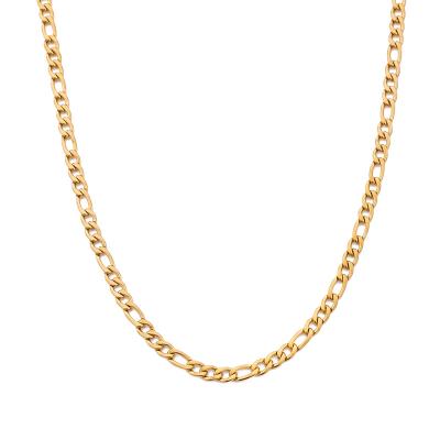 China Hip Hop Vacuum Plated Silver 304 Stainless Steel Gold Figaro Necklace Hip Hop Chain for sale