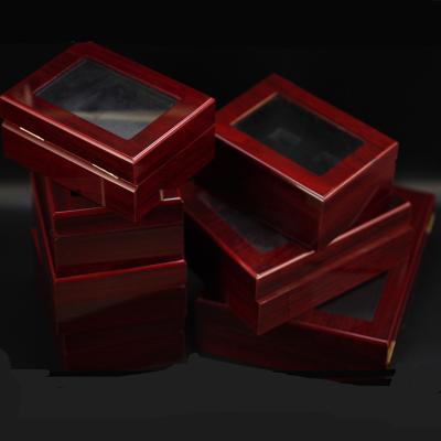 China Recycled materials can put in the champion ring with different holes and different number of empty championship ring case display slots wooden box for sale