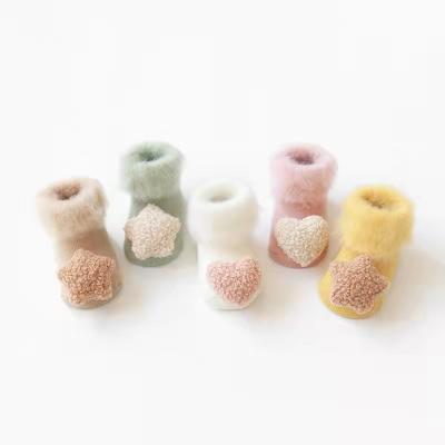 China Autumn and winter anti-skid baby plus velvet thickened doll Terry non-slip shoes floor socks for sale