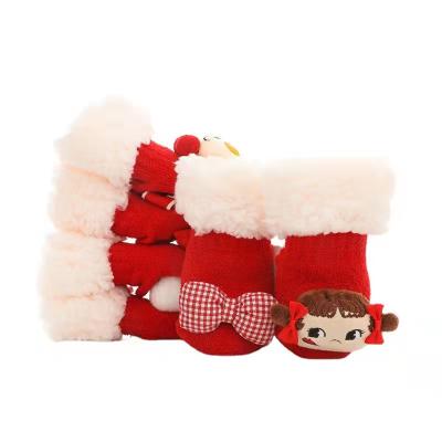 China Christmas Anti-skid New Year Children's Cartoon Lamb Hair Baby Thick Floor Socks for sale