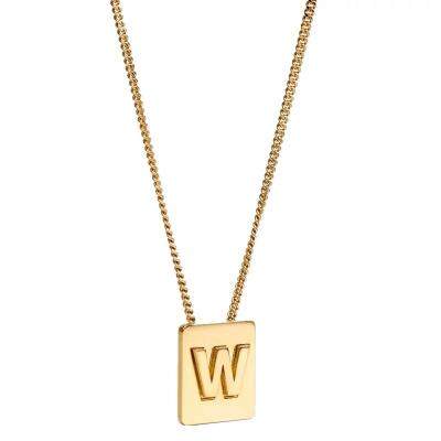 China Durable 2021 Fashion Titanium Steel Gold Plated Letter 14 Pendant Necklace For Women for sale