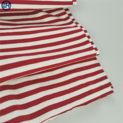 China Breathable And Sweaty Spandex Cotton 5 Cotton 95 Clothing Fabric Anti-Static Combed Cotton Plain Dyed Stripes Knitting Jersey Fabric for sale