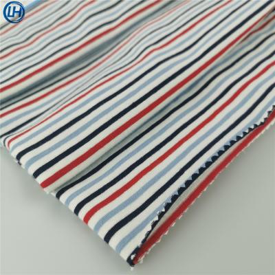 China Breathable And Sweaty Spandex Cotton 5 Cotton 95 Clothing Fabric Anti-Static Combed Cotton Plain Dyed Stripes Knitting Jersey Fabric for sale