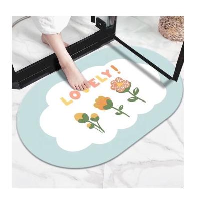 China Hot Sale Bath Mat Super Water Absorption Non Slip Diatom Mud Washable Hot Bathroom Cover Custom Made Bath Mats Quick Drying Door Mats for sale