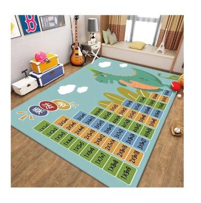 China 3d made washable printed velvet cartoon pattern crystal rug for bedroom living for sale