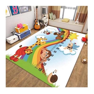 China Hot sale washable 3d printed velvet cartoon pattern crystal blankets and rug for living room for sale