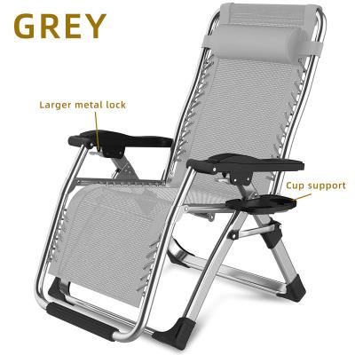 China Fold Up Wholesale Outdoor Adjustable Weightless Folding Reclining Lounge Chair With Side Table And Pillow for sale