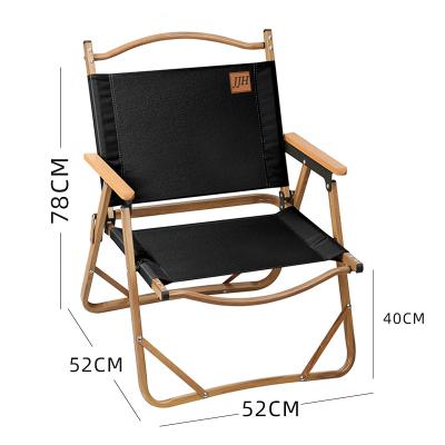 China Fold Outdoor Folding Customized Beech Armrest Foldable Wooden Chair Camping Kermit Chair for sale