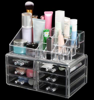 China JUNLON acrylic customized clear acrylic make up box /acrylic jewelry display and acrylic make up for sale