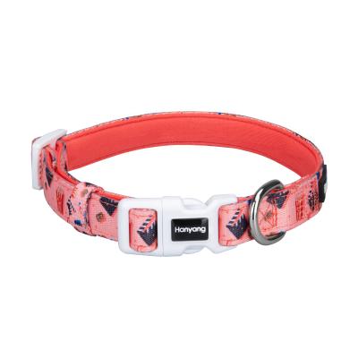 China Custom Brand Logo Printed Patterns Neoprene Padded Adjustable Pet Collar Adjustable Dog Collar for sale