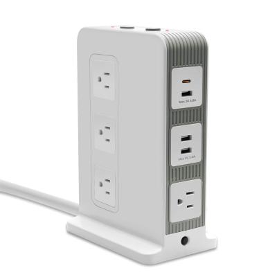 China With Surge Protector 1000J USA Outlet With USB Ports Power Tower Socket Electrical Outlet Extension PC Cover Power Strip With Overload Protector for sale