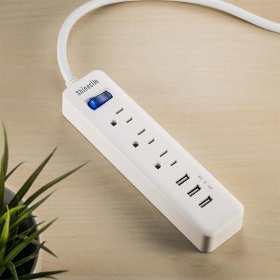 China One-piece Copper Bar Structural Design 3USB Power Strip ABS Cover Extension Lead Extension Board US Plug Extension Cord With Surge Protection With A General Switch for sale