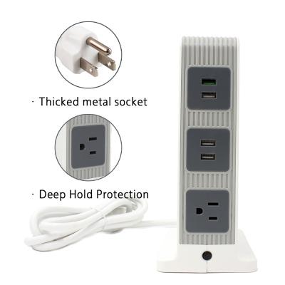 China With Surge Protector 1000J High Quality Factory Supply China Direct Power Tower Plug With 10AC US Outlet 4USB Ports US Plug With Surge Protector for sale