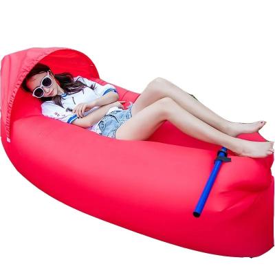 China New Hot Sale Modern Outdoor Portable Foldable Oxford Air Inflatable Fabric With Shade On The Lazy Sofa Beach Camping Air Sofa for sale