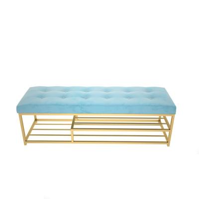 China New simple and elegant hot sale changing stool Nordic minimalist style wrought iron style living room shoe rack flannel sofa rest stool for sale