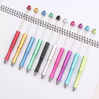 China office & School Pen Custom Add Decorative Bead Ball Pen DIY Metal Cheap Beadable Ballpoint Pen for sale