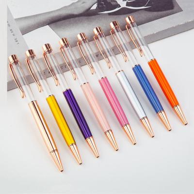 China office & School Pen Empty Tube Rose Gold Glitter DIY Floating Pen Rose Bling Pink Planner Pens for sale