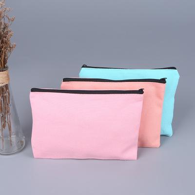 China Eco Friendly Reusable Cotton Makeup Bags Empty Canvas Zipper Bag Multicolor Cosmetic Pouch for sale