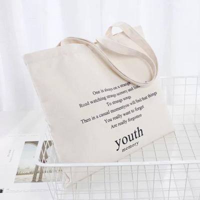 China Custom Logo Handled Printing Eco Friendly Natural Printed Tote Cotton Bag With Zipper for sale