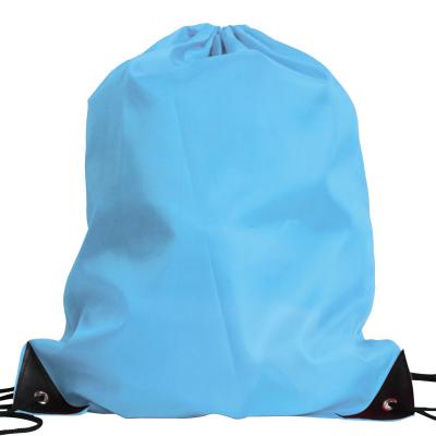 China Eco - Friendly Sport Drawstring Pouch Drawstring Bag Sky Blue With Locking Toggle for sale