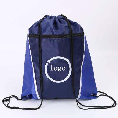 China Eco Friendly Eco Drawstring Bag With Pocket Nylon Drawstring Bag With Zipper Pocket for sale