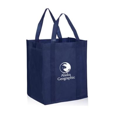 China Custom Logo Promotion Large Handled Nonwoven Shopping Reusable Grocery Bag for sale