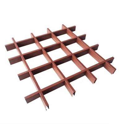 China Suspended Ceiling Artistic Wooden Grill Metal Aluminum Grain Ceilings Interior Design With Aluminum Alloy for sale