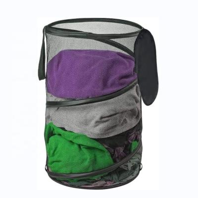 China Modern Portable Foldable Popup Laundry Dirty Clothes Organizer Hamper Folding Bag Mesh Laundry Basket for Laundry Room Camp for sale