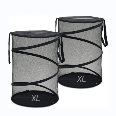 China 2 Pack Modern Mesh Pop Up Laundry Hamper With Folding Portable Durable Handles For Storage For Kids Room College Dorm Or Travel for sale