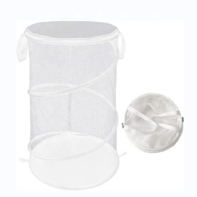 China Modern Foldable Laundry Baskets Pop Up Tidy Mesh Washing Laundry Hamper Basket Toy Storage Organizer For Home Camping White Color for sale