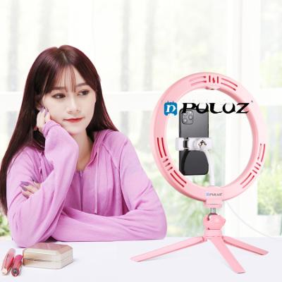 China PINK PULUZ 10.2 Inch 26cm Curved LED Ringlight Mini Ring Vlog Selfie Photography Vlog Fill Light with Desktop Tripod Mount for sale