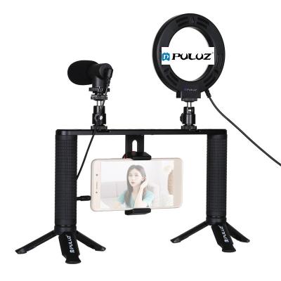 China Mini Original Factory PULUZ 4 in 1 Vlog Live Broadcast 4.7 inch 12cm Selfie Ring LED Light Smartphone Video Rig Stabilizer with MIC for sale