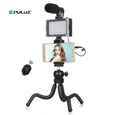 China Good Quality Original Factory Handheld Microphone PULUZ 4 in 1 Vlogging Live Mini Octopus Bracket Kit + Studio Light + Microphone + Phone Clamp for sale