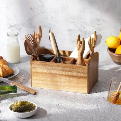 China Woodsun Kitchen Wood Utensils Multi Functional Food Cutlery Organizer for sale