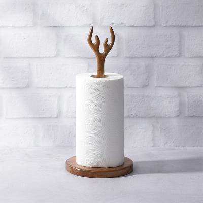 China Sustainable Woodsun Acacia Paper Towel Rack Holder for sale