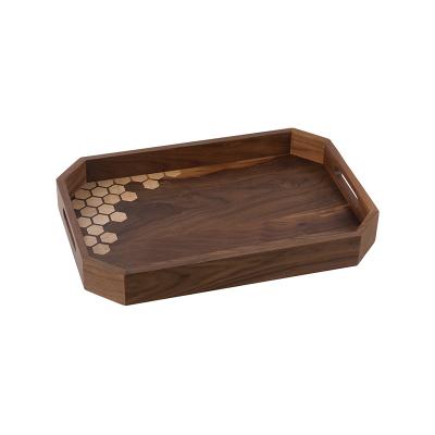 China Wholesale Custom Hard Maple Candy Burger Sushi Muti-purpose Black Walnut Serving Tray for sale