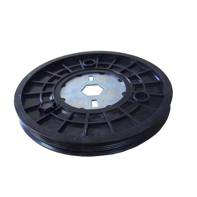 China Factory Air Bike Spare Parts Gym Pulley 193mm Elliptical Belt Wheels With Iron Hex Plate for sale