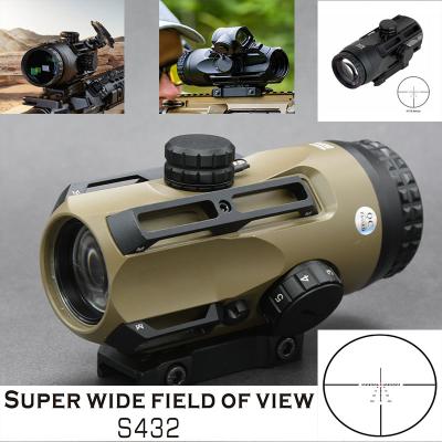 China Tactical Compact Rifle Scope Sight Aluminum Alloy Prism 4x32 S432 Wide Field Of View Scope for sale