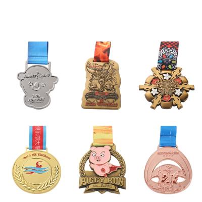 China Health Care Institutes Custom Made Soft&Hard Enamel Sports & Games Football Running Metal Medal 3d Medals With Ribbon for sale