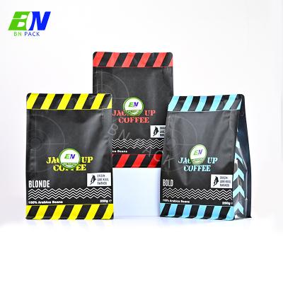 China 100% Eco-friendly Custom Printing Empty Coffee Bag 12oz 340g Coffee Bags Resealable Side Gusset Flat Bottom Coffee Bag With Valve for sale