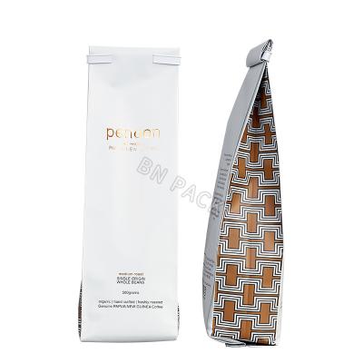 China Barrier Coffee Bag Aluminum Foil Tin Tie Coffee Pouch With Custom Printing Degassing Valve for sale