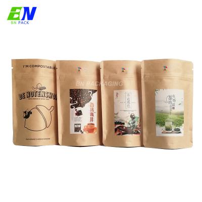 China Recycled Biodegradable Brown Kraft Materials Paper PLA Sachet Food Packaging for sale