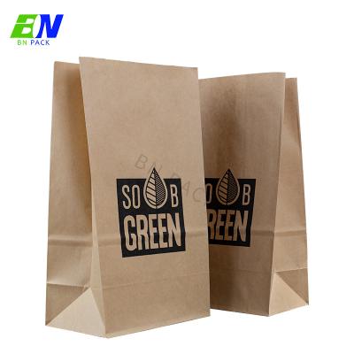 China Recycled Materials Box Bottom Greaseproof Logo Printing Hamburger Bag Custom Paper Snack Bag for sale