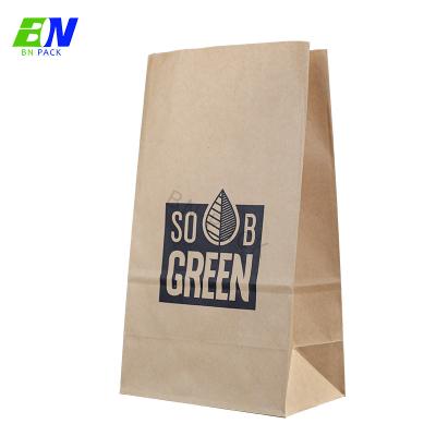 China Recycled Materials Factory Manufactures Recyclable Custom Logo Printed Fast Food Take Out Paper Bags For Food Caterer for sale