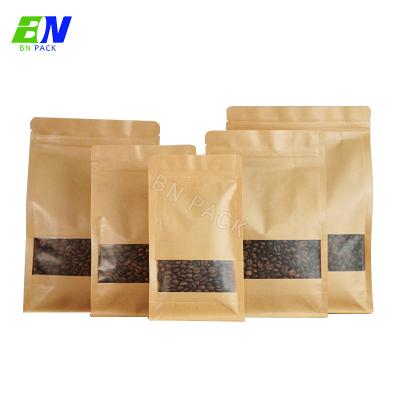 China Good Quality Barrier Nuts Packaging Stand Up Kraft Paper Zipper Bags A Clear Window Paper Pouch for sale