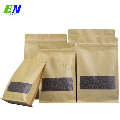 China Recycled Materials Kraft Paper Zipper Resealable Packaging, Fully Recyclable Craft Bag, Inventory Bag With Window for sale