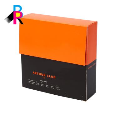 China Recycled Materials 2019 New Design Matt Lamination PVC Printing Orange Black Paper Packaging Deployment Boxes Custom Window Display for sale