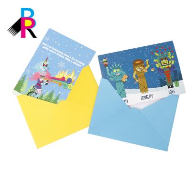 China paper & Promotional Cardboard 2020 Whole Sale Full Color Printing Custom Thank You Card Greeting Card With Envelope for sale